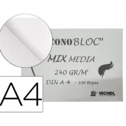 BLOC DE DIBUJO MULTITECNICAS MICHEL ECONOBLOC MIX MEDIA DIN A4 100 HOJAS 240 GR ENCOLADO