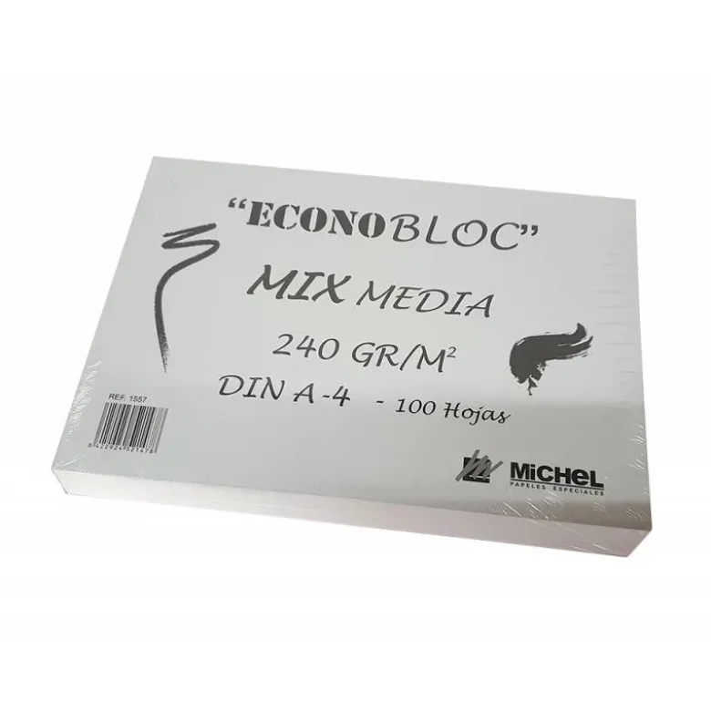 BLOC DE DIBUJO MULTITECNICAS MICHEL ECONOBLOC MIX MEDIA DIN A4 100 HOJAS 240 GR ENCOLADO