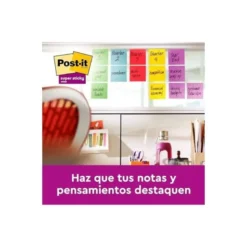 BLOC DE NOTAS ADHESIVA QUITA Y PON POST-IT SUPER STICKY 76X76 MM 90 HOJAS COLORES SURTIDOS PACK DE 21 + 3