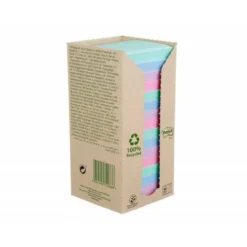 BLOC DE NOTAS ADHESIVAS QUITA Y PON POST-IT 76X76 MM 100% RECICLADO PEFC EN TORRE PACK DE 16 UNIDADES COLORES