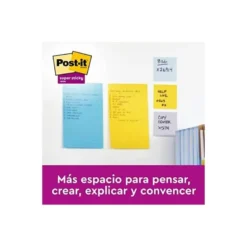 BLOC DE NOTAS ADHESIVAS QUITA Y PON POST-IT SUPER STICKY COSMIC RAYADO 90 HOJAS 101X152 MM PAQUETE DE 3