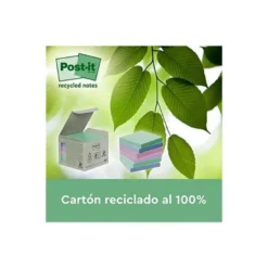 BLOC DE NOTAS ADHESIVAS QUITA Y PON POST-IT SUPER STICKY 76X76 MM 70 HOJAS RECICLADAS PAQUETE DE 14 UNIDADES