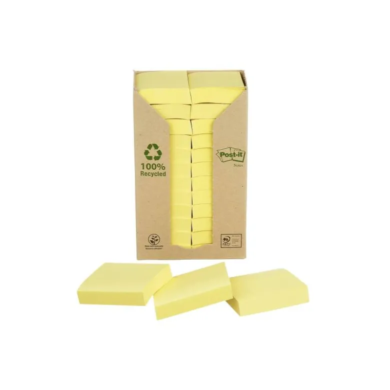 Bloc de notas adhesivas quita y pon recicladas en torre post-it 38 x 51 mm 24 blocs 653 papel reciclado