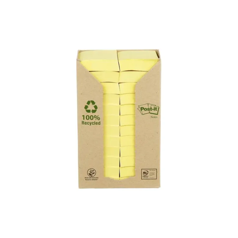 Bloc de notas adhesivas quita y pon recicladas en torre post-it 38 x 51 mm 24 blocs 653 papel reciclado