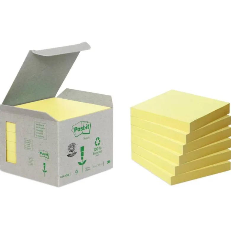 Bloc de notas adhesivas quita y pon recicladas en torre post-it 76 x 76 mm 16 blocs 654 papel reciclado