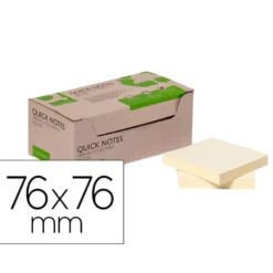 BLOC DE NOTAS ADHESIVAS QUITA Y PON Q-CONNECT 76X76 MM 100% PAPEL RECICLADO AMARILLO EN CAJA DE CARTON