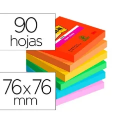 BLOC DE NOTAS ADHESIVAS QUITA Y PON POST-IT SUPER STICKY PLAYFUL 76X76 MM 90H PACK DE 6 UNIDADES
