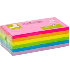 BLOC DE NOTAS ADHESIVAS QUITA Y PON Q-CONNECT 76X76 MM FSC COLORES NEON Y PASTEL SURTIDOS