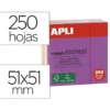 BLOC DE NOTAS ADHESIVAS QUITA Y PON APLI 51X51 MM MINICUBO COLORES FLUORESCENTE BRILLANTE CON 250 HOJAS