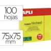 BLOC DE NOTAS ADHESIVAS QUITA Y PON APLI 75X75 MM AMARILLO FLUORESCENTE CON 100 HOJAS