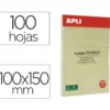 BLOC DE NOTAS ADHESIVAS QUITA Y PON APLI 150X100 MM RAYADO AMARILLO CON 100 HOJAS
