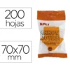 BLOC DE NOTAS ADHESIVAS QUITA Y PON APLI 70X70 MM FLECHA 4 COLORES FLUORESCENTE CON 200 HOJAS