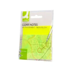 BLOC DE NOTAS ADHESIVAS QUITA Y PON Q-CONNECT 76X76 MM REMOVIBLE PLASTICO TRANSLUCIDO AMARILLO NEON CON