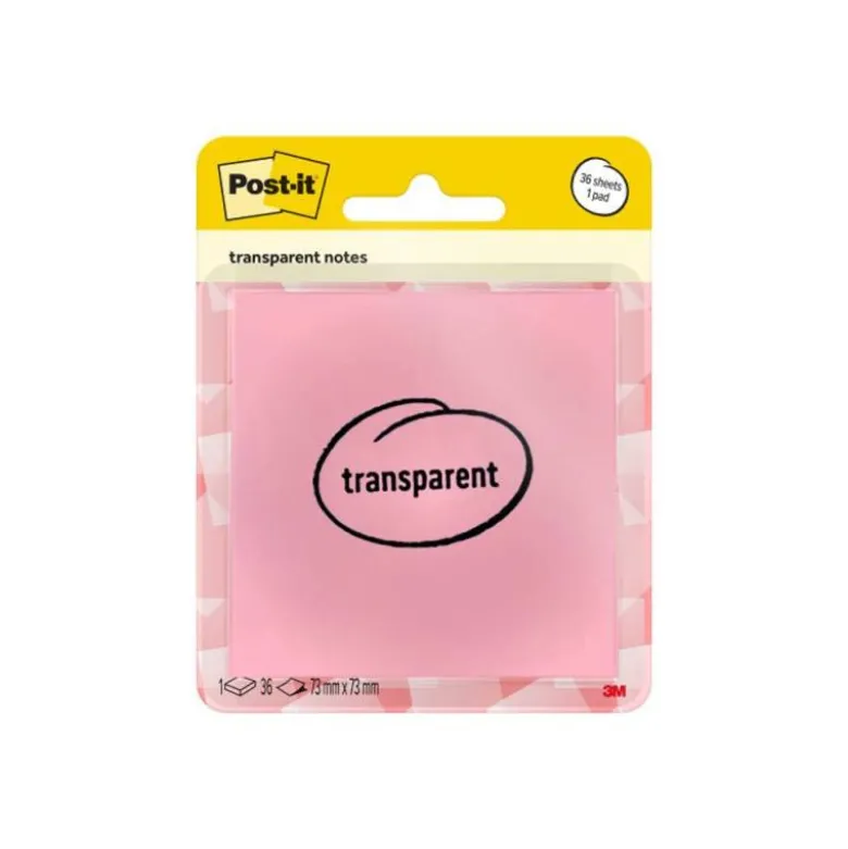 BLOC DE NOTAS ADHESIVAS QUITA Y PON POST-IT 73X73 MM 36 HOJAS TRANSPARENTE NARANJA PAPAYA