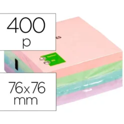 Bloc de notas adhesivas quita y pon q-connect 76x76 mm colores pastel con 400 hojas