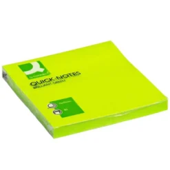 Bloc de notas adhesivas quita y pon q-connect 76x76 mm color verde neon 80 hojas