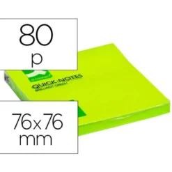 Bloc de notas adhesivas quita y pon q-connect 76x76 mm color verde neon 80 hojas