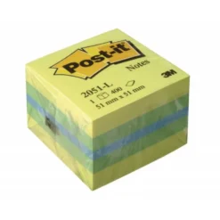 Bloc de notas adhesivas quita y pon post-it 51x51 mm minicubo limon 400 hojas.