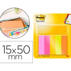 BLOC DE NOTAS ADHESIVAS QUITA Y PON POST-IT MININOTAS ENERGETIC COLOUR 15 X 50 MM 50 HOJAS PACK DE 5 UNIDADES