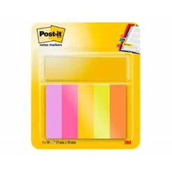 BLOC DE NOTAS ADHESIVAS QUITA Y PON POST-IT MININOTAS ENERGETIC COLOUR 15 X 50 MM 50 HOJAS PACK DE 5 UNIDADES