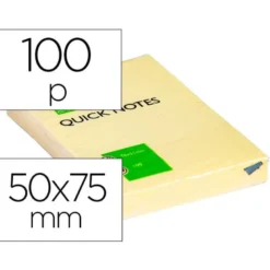 Bloc de notas adhesivas quita y pon q-connect 51x76 mm con 100 hojas color amarillo