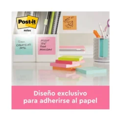 Bloc de notas adhesivas quita y pon post-it 38x51 mm neon. Pack de 12 blocs