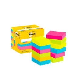 Bloc de notas adhesivas quita y pon post-it 38x51 mm neon. Pack de 12 blocs