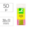 Bloc de notas adhesivas quita y pon q-connect 38x51 mm neon pack 3 unidades con 50 hojas por color