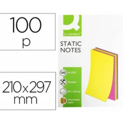 Bloc de notas magneticas quita y pon Q-Connect 210x297 mm 5 colores fluorescentes