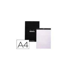 Bloc de notas perforado Rhodia Din A4 liso Negro