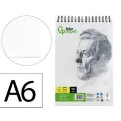BLOC DIBUJO LIDERPAPEL ESBOZOS ESPIRAL DIN A6 105X148MM 100 HOJAS 90GR/M2 SIN RECUADRO