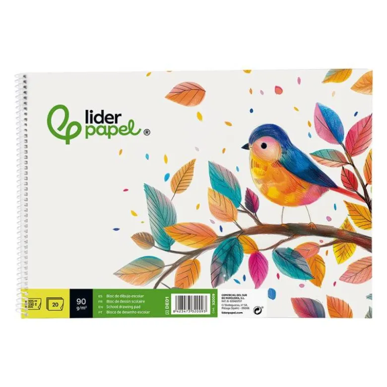Bloc dibujo Liderpapel Folio 20 hojas 90 gr