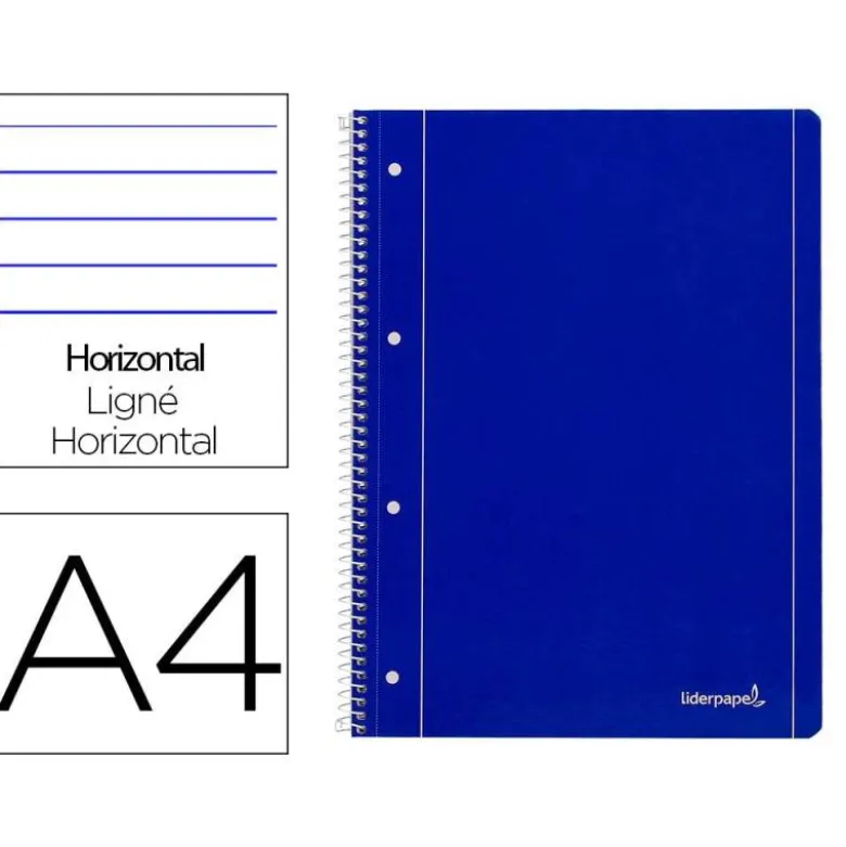 Bloc Din A4 espiral Microperforado Tapa azul Liderpapel 80 hojas