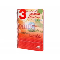 Bloc espiral marca liderpapel cuarto pautaguia tapa cartoncillo 40h80g cuadriculado pautado 3 mm con margen colores surtidos