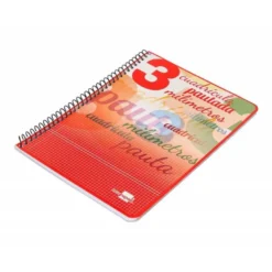 Bloc espiral marca liderpapel cuarto pautaguia tapa cartoncillo 40h80g cuadriculado pautado 3 mm con margen colores surtidos