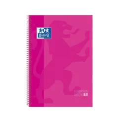 Bloc espiral Oxford DIN A4 cuadricula 5mm tapa extradura 80 hojas microperforado color rosa fucsia