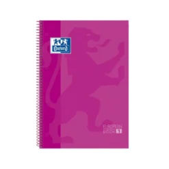Bloc espiral Oxford DIN A4 cuadricula 5mm tapa extradura 80 hojas microperforado color rosa fucsia