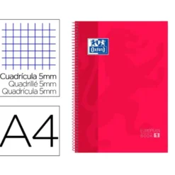 Bloc espiral Oxford Din A-4 extradura 80 hojas microperforado color rojo