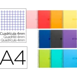 Bloc Liderpapel DIN A4 crafty cuadro 4mm 80 hojas con margen tapa forrada 90 gr color “no se puede elegir”