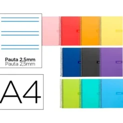 Bloc Liderpapel DIN A4 crafty pauta estrecha 2,5mm con margen 80 hojas tapa forrada 90 gr “no se puede elegir”
