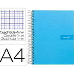 Bloc Liderpapel Din A4 crafy cuadrícula 4mm tapa forrada 90 gr 80 hojas color azul