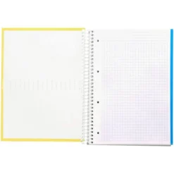 Bloc Liderpapel Din A4 micro crafty cuadrícula 5mm 5 bandas 4 taladros tapa forrada 90 gr 120 hojas color amarillo