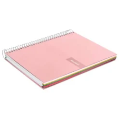 Bloc Liderpapel Din A4 micro crafty cuadrícula 5mm 5 bandas 4 taladros tapa forrada 90 gr 120 hojas color rosa