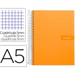 Bloc liderpapel Din A5 micro crafty cuadrícula 5mm 120 hojas tapa forrada 90 gr color naranja