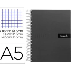 Bloc liderpapel Din A5 micro crafty cuadrícula 5mm 120 hojas tapa forrada 90 gr negro