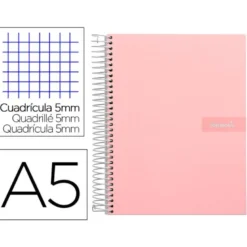Bloc liderpapel Din A5 micro crafty cuadrícula 5mm 120 hojas tapa forrada 90 gr color rosa