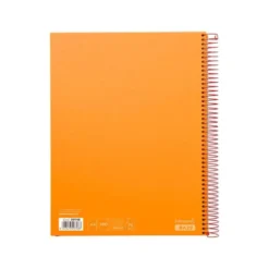Bloc Liderpapel Din A4 micro jolly cuadrícula 5mm 5 bandas 4 taladros tapa forrada 75 gr 140 hojas color naranja