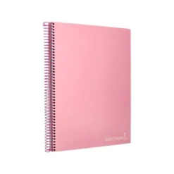 Bloc Liderpapel Din A4 micro jolly cuadrícula 5mm 5 bandas 4 taladros tapa forrada 75 gr 140 hojas color rosa