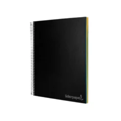 Bloc Liderpapel Din A4 micro jolly cuadrícula 5mm 5 bandas 4 taladros tapa forrada 75 gr 140 hojas color negro