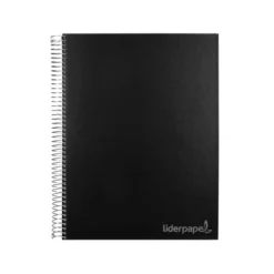 Bloc Liderpapel Din A4 micro jolly cuadrícula 5mm 5 bandas 4 taladros tapa forrada 75 gr 140 hojas color negro